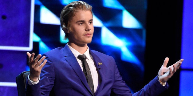 Justin Bieber appears on stage at the Comedy Central Roast of Justin Bieber at Sony Pictures Studios on Saturday, March 14, 2