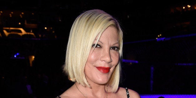 LOS ANGELES, CA - FEBRUARY 28: Actress Tori Spelling in attendance during the UFC 184 event at Staples Center on February 28, 2015 in Los Angeles, California. (Photo by Frazer Harrison/Zuffa LLC/Zuffa LLC via Getty Images)