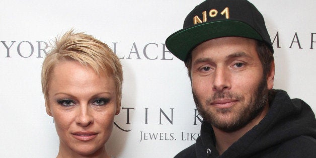 NEW YORK, NY - NOVEMBER 13: (L-R) Pamela Anderson and Rick Salomon attend The Martin Katz Jewel Suite Debuts At The New York