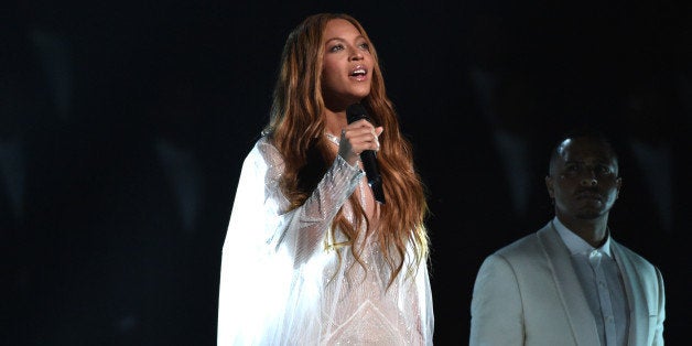Beyonce performs at the 57th annual Grammy Awards on Sunday, Feb. 8, 2015, in Los Angeles. (Photo by John Shearer/Invision/AP)