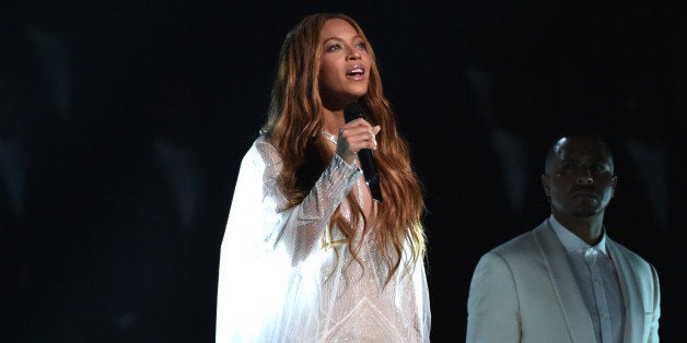 Beyonce performs at the 57th annual Grammy Awards on Sunday, Feb. 8, 2015, in Los Angeles. (Photo by John Shearer/Invision/AP)