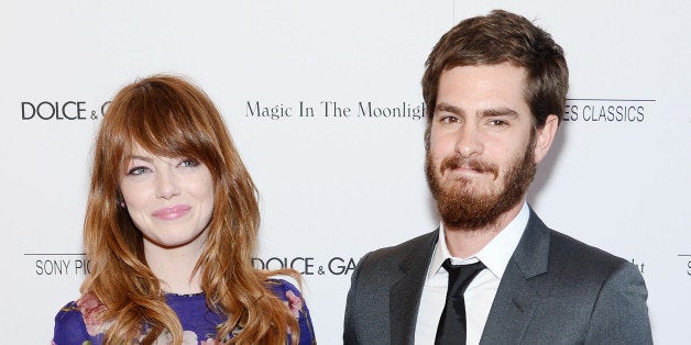 NEW YORK, NY - JULY 17: Actors Emma Stone and Andrew Garfield attend the 'Magic In The Moonlight' premiere at the Paris Theater on July 17, 2014 in New York City. (Photo by Dimitrios Kambouris/Getty Images)