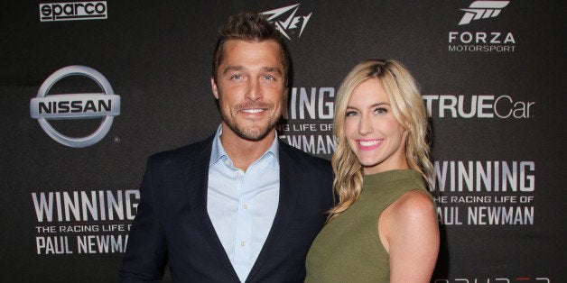 HOLLYWOOD, CA - APRIL 16: Reality TV Personalities Chris Soules (L) and Whitney Bischoff (R) attend the screening of 'WINNING: The Racing Life Of Paul Newman' at the El Capitan Theatre on April 16, 2015 in Hollywood, California. (Photo by Paul Archuleta/FilmMagic)