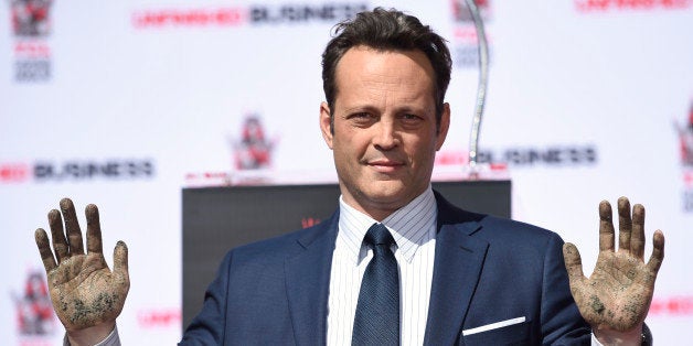 Vince Vaughn attends his handprint and footprint ceremony at the TCL Chinese Theatre IMAX on Wednesday, March 4, 2015, in Los Angeles. (Photo by Chris Pizzello/Invision/AP)