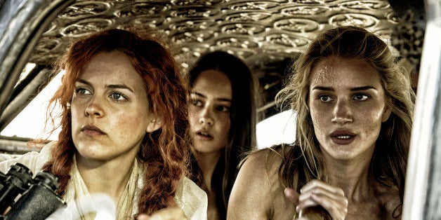 This photo provided by Warner Bros. Pictures shows, from left, Riley Keough as Capable, Courtney Eaton as Cheedo the Fragile, and Rosie Huntington-Whiteley as The Splendid Angharad, in Warner Bros. Picturesâ and Village Roadshow Picturesâ action adventure film, âMad Max:Fury Road," a Warner Bros. Pictures release. (Jasin Boland/Warner Bros. Pictures via AP)