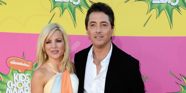 LOS ANGELES, CA - MARCH 23: Actor Scott Baio, Renee Sloan and Bailey arrive at Nickelodeon's 26th Annual Kids' Choice Awards at USC Galen Center on March 23, 2013 in Los Angeles, California. (Photo by Frazer Harrison/Getty Images)