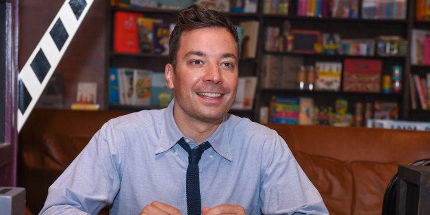 Jimmy Fallon poses for a photo at a reading and signing for his new book "Your Baby's First Words Will Be 'Dada'" at Harbor B