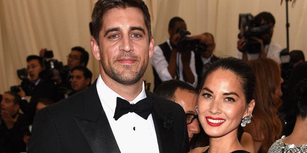 NEW YORK, NY - MAY 04: Aaron Rogers and Olivia Munn attend the 'China: Through The Looking Glass' Costume Institute Benefit Gala at the Metropolitan Museum of Art on May 4, 2015 in New York City. (Photo by Dimitrios Kambouris/Getty Images)