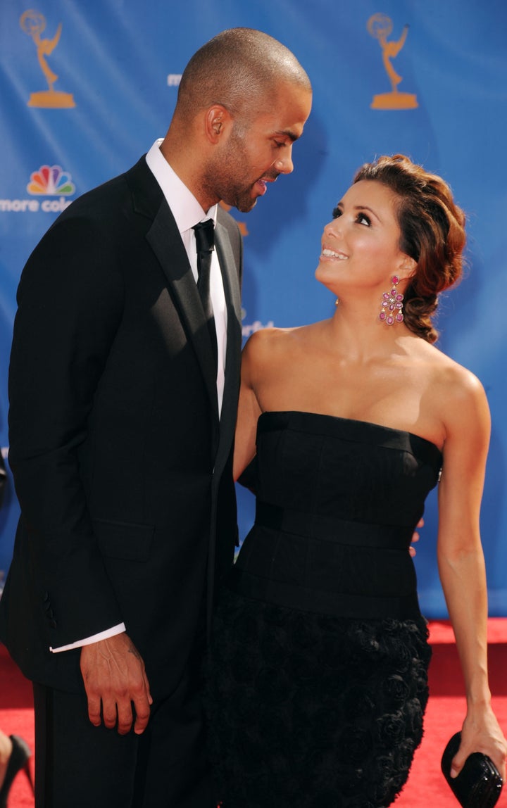 San Antonio Spurs' Tony Parker and wife Eva Longoria Parker during