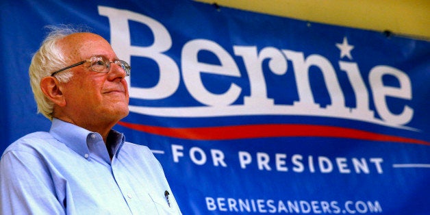 Democratic presidential candidate, Sen. Bernie Sanders, I-Vt., waits while he is introduced during a town hall meeting at Nashua Community College in Nashua, N.H., Saturday, June 27, 2015. (AP Photo/Michael Dwyer)