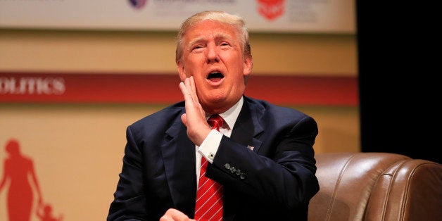 Republican presidential candidate, real estate mogul Donald Trump, speaks at the Family Leadership Summit in Ames, Iowa, Saturday, July 18, 2015. (AP Photo/Nati Harnik)