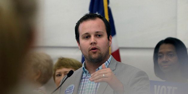 FILE - In this Aug. 29, 2014, file photo, Josh Duggar, executive director of FRC Action, speaks in favor the Pain-Capable Unborn Child Protection Act at the Arkansas state Capitol in Little Rock, Ark. Tony Perkins, president of the Washington-based Christian lobbying group, said Thursday, May 21, 2015, that he has accepted the resignation of Duggar in the wake of the reality TV star's apology for unspecified bad behavior as a young teen. (AP Photo/Danny Johnston, File)