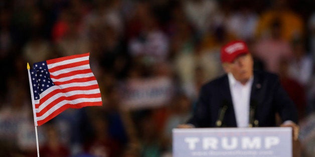 Republican presidential candidate businessman Donald Trump speaks during a campaign pep rally, Friday, Aug. 21, 2015, in Mobile, Ala. (AP Photo/Brynn Anderson)