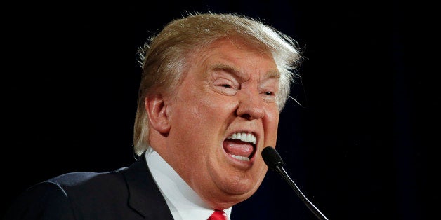 Republican presidential candidate Donald Trump speaks at the National Federation of Republican Assemblies on Saturday, Aug. 29, 2015, in Nashville, Tenn. (AP Photo/Mark Humphrey)