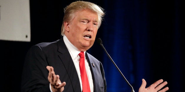 Republican presidential candidate Donald Trump speaks at the National Federation of Republican Assemblies on Saturday, Aug. 2