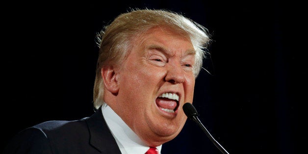 Republican presidential candidate Donald Trump speaks at the National Federation of Republican Assemblies on Saturday, Aug. 29, 2015, in Nashville, Tenn. (AP Photo/Mark Humphrey)