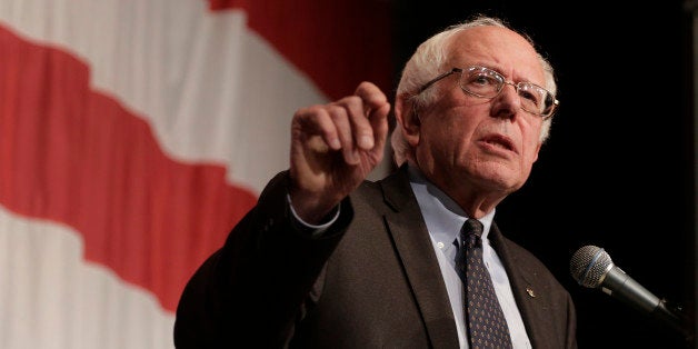 Democratic presidential candidate Sen. Bernie Sanders, I-Vt., speaks at the Iowa Democratic Wing Ding at the Surf Ballroom Friday, Aug. 14, 2015, in Clear Lake, Iowa. (AP Photo/Charlie Riedel)