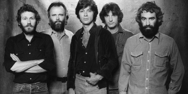 LOS ANGELES - JANUARY 12: Canadian-American roots rock group The Band (L-R Levon Helm, Garth Hudson, Robbie Robertson, Rick