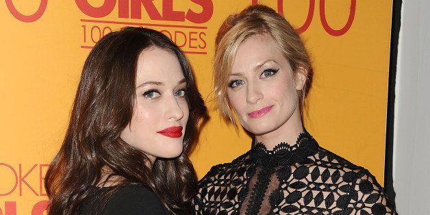LOS ANGELES, CA - OCTOBER 03: Actresses Kat Dennings and Beth Behrs attend the 100th episode celebration of CBS' '2 Broke Girls' at Mrs. Fish on October 3, 2015 in Los Angeles, California. (Photo by Jason LaVeris/FilmMagic)