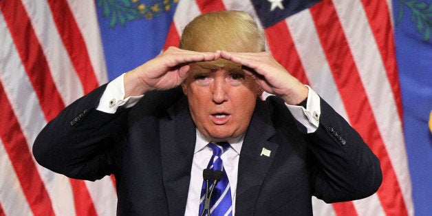 LAS VEGAS, NV - OCTOBER 08: Republican presidential candidate Donald Trump speaks during a campaign rally at the Treasure Island Hotel & Casino on October 8, 2015 in Las Vegas, Nevada. During the rally, Trump said people were giving him credit for helping force House Majority Leader Kevin McCarthy to bow out of the race for Speaker of the House. (Photo by Isaac Brekken/Getty Images)