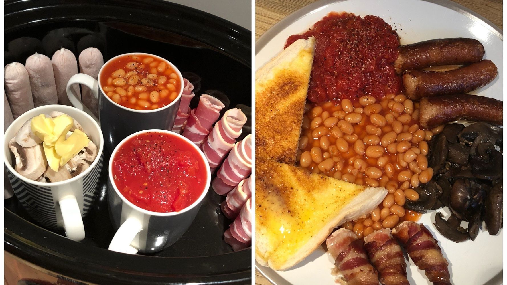 My mother cook breakfast. English Cooker.