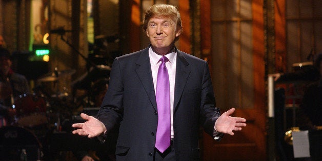 SATURDAY NIGHT LIVE -- Episode 16 -- Air Date 04/03/2004 -- Pictured: Host Donald Trump during the monologue on April 3, 2004 (Photo by Mary Ellen Matthews/NBC/NBCU Photo Bank via Getty Images)