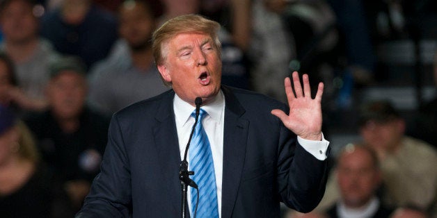 COLUMBUS, OH - NOVEMBER 23: Republican presidential candidate Donald Trump addresses supporters during a campaign rally at the Greater Columbus Convention Center on November 23, 2015 in Columbus, Ohio. Trump spoke about immigration and Obamacare, among other topics, to around 14,000 supporters at the event. (Photo by Ty Wright/Getty Images)