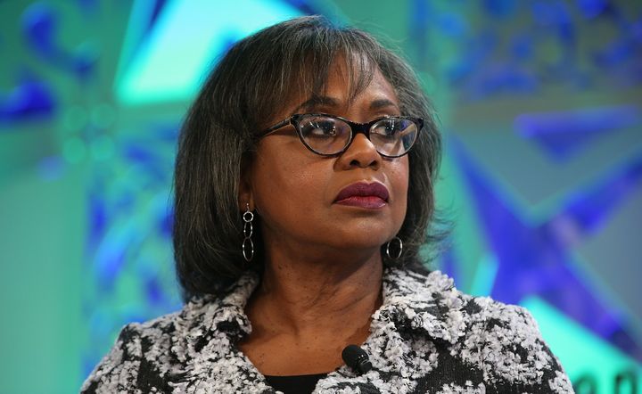 Anita Hill speaks on stage at the Fortune Most Powerful Women Summit on Oct. 2, 2018, in Laguna Niguel, California. 