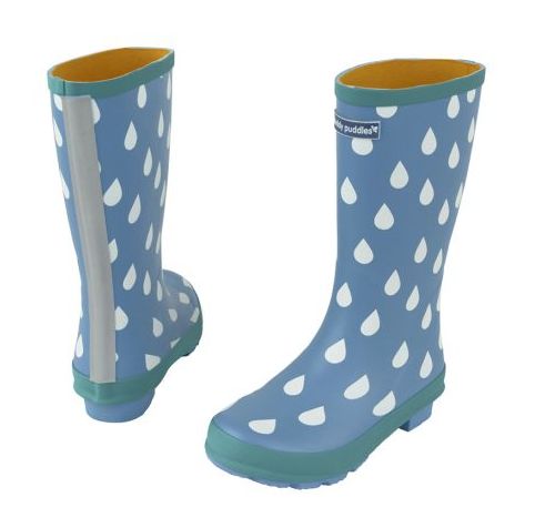 Simple, but stylish &ndash; pity they don&rsquo;t do adult sizes.Puddlestomper Wellies in blue raindrop, Muddy Puddles, &pound;22Size: 6-13 (younger), 1-4