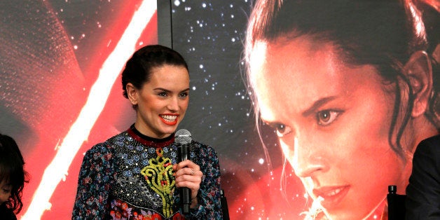 Actress Daisy Ridley speaks during a press conference for her latest film "Star Wars: The Force Awakens" at a hotel in Urayasu, near Tokyo Friday, Dec. 11, 2015. (AP Photo/Shuji Kajiyama)