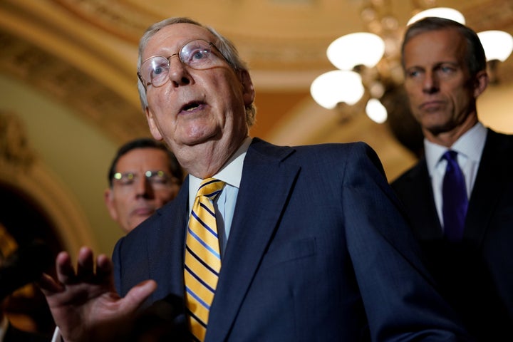 Senate Majority Leader Mitch McConnell said Wednesday that senators will not be scared by protesters who have been confronting them.