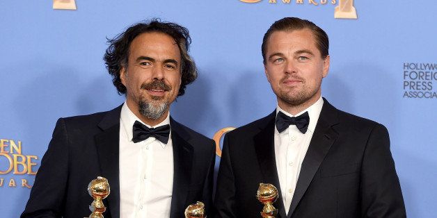 Alejandro Gonzalez Inarritu, left, and Leonardo DiCaprio pose in the press room with the award for best motion picture - drama for âThe Revenantâ at the 73rd annual Golden Globe Awards on Sunday, Jan. 10, 2016, at the Beverly Hilton Hotel in Beverly Hills, Calif. (Photo by Jordan Strauss/Invision/AP)