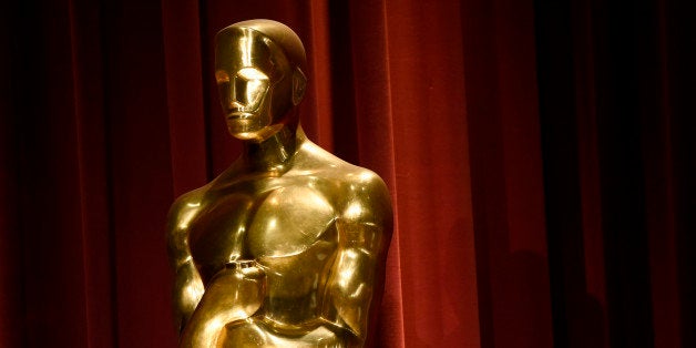 An Oscar statue is seen on stage at the 88th Academy Awards nomination ceremony on Thursday, Jan. 14, 2016, in Beverly Hills,