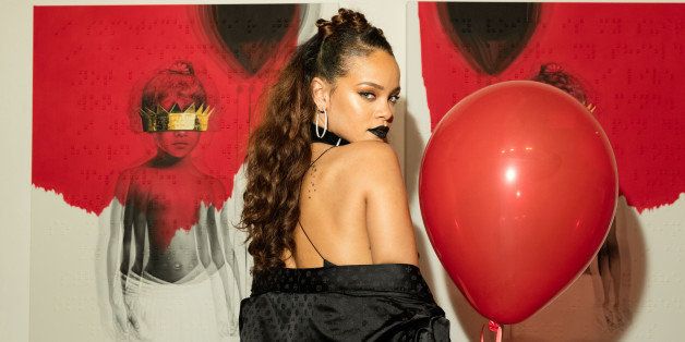 LOS ANGELES, CA - OCTOBER 07: Singer Rihanna at Rihanna's 8th album artwork reveal for 'ANTI' at MAMA Gallery on October 7, 2015 in Los Angeles, California. (Photo by Christopher Polk/Getty Images for WESTBURY ROAD ENTERTAINMENT LLC)