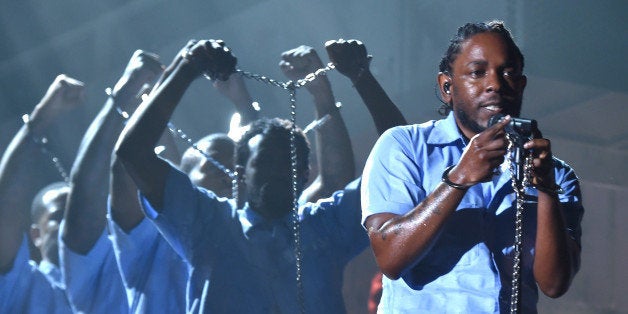 LOS ANGELES, CA - FEBRUARY 15: Rapper Kendrick Lamar performs onstage during The 58th GRAMMY Awards at Staples Center on February 15, 2016 in Los Angeles, California. (Photo by Larry Busacca/Getty Images for NARAS)