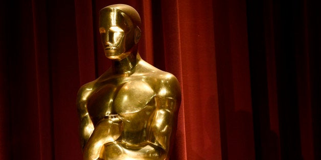 An Oscar statue is seen on stage at the 88th Academy Awards nomination ceremony on Thursday, Jan. 14, 2016, in Beverly Hills, Calif. The 88th annual Academy Awards will take place on Sunday, Feb. 28, 2016, at the Dolby Theatre in Los Angeles.(Photo by Chris Pizzello]/Invision/AP)