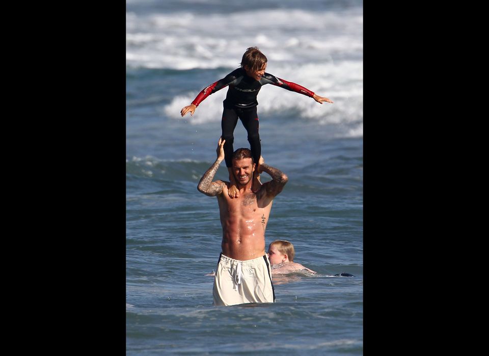 They hang 10 with Dad, David Beckham, when they're barely 10!