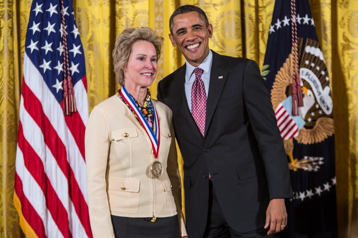 Frances H. Arnold with President Barack Obama after he presented her with the National Medal of Technology and Innovation at