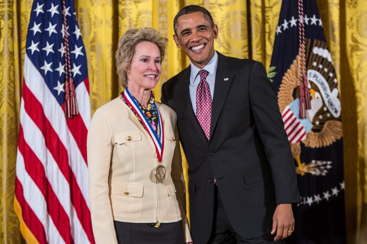 Frances H. Arnold with President Barack Obama after he presented her with the National Medal of Technology and Innovation at the White House in 2013.