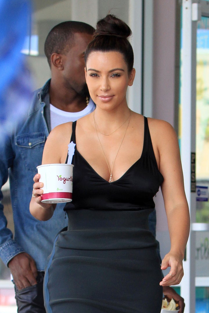 Kim Kardashian Shows Major Cleavage On Frozen Yogurt Run With Kanye West  (PHOTOS)