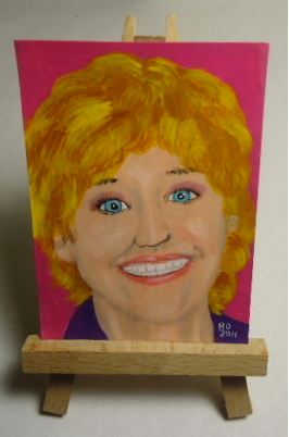 "Ellen Degeneres ACEO Original PAINTING by Ray Dicken"