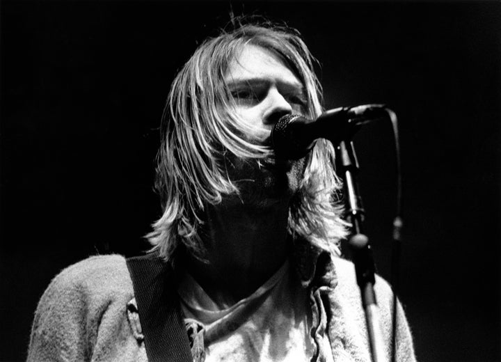 ITALY - FEBRUARY 21: Photo of Kurt COBAIN and NIRVANA; Kurt Cobain performing live onstage at Palasport, Modena (Photo by Raffaella Cavalieri/Redferns)