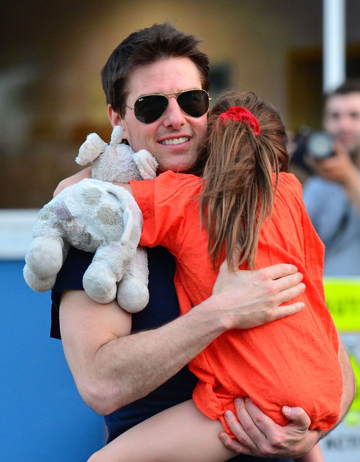 NEW YORK, NY - JULY 17: Tom Cruise and Suri Cruise leave Chelsea Piers on July 17, 2012 in New York City. (Photo by James Devaney/WireImage)