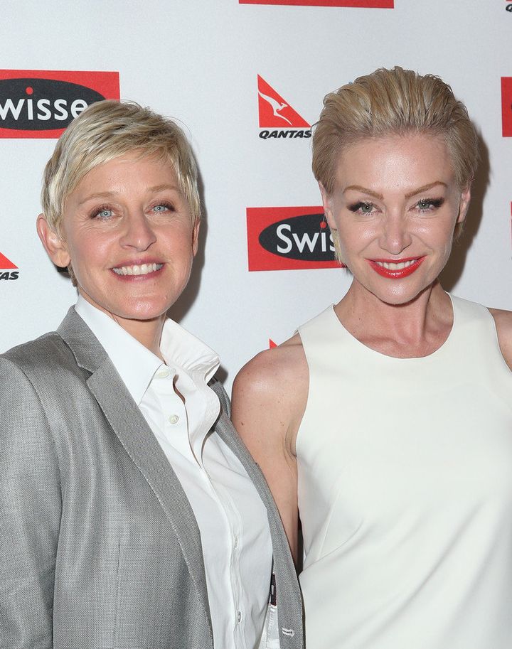 MELBOURNE, AUSTRALIA - MARCH 26: TV personality, Ellen DeGeneres and her wife Portia de Rossi arrive at a Ellen DeGeneres Welcome Party on March 26, 2013 in Melbourne, Australia. Ellen DeGeneres is in Australia to film segments for her TV show, 'Ellen'. (Photo by Scott Barbour/Getty Images)