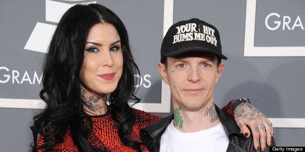 LOS ANGELES, CA - FEBRUARY 10: deadmau5 and Kat Von D arrives at the The 55th Annual GRAMMY Awards on February 10, 2013 in L
