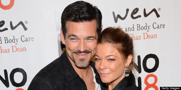 HOLLYWOOD, CA - DECEMBER 12: Eddie Cibrian and LeAnn Rimes arrive at the NOH8's 4th Anniversary celebration at Avalon on Dece