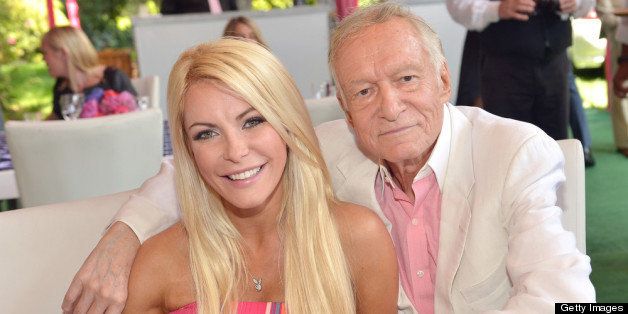 HOLMBY HILLS, CA - MAY 09: Crystal Harris (L) and Hugh Hefner attend Playboy's 2013 Playmate Of The Year luncheon honoring Raquel Pomplun at The Playboy Mansion on May 9, 2013 in Holmby Hills, California. (Photo by Charley Gallay/Getty Images for Playboy)