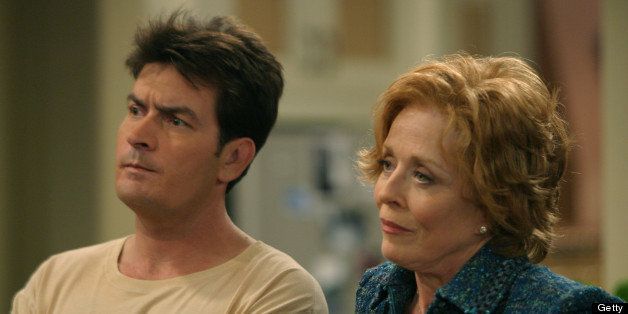 UNSPECIFIED - NOVEMBER 29: Medium shot of Charlie Sheen as Charlie and Holland Taylor as Evelyn. (Photo by Warner Bros./Getty Images)