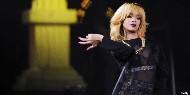 MONTPELLIER, FRANCE - JUNE 02: Rihanna performs live at Arena on June 2, 2013 in Montpellier, France. (Photo by Herrick Strummer/Getty Images)
