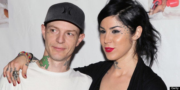 BEVERLY HILLS, CA - MAY 14: Musician Joel Zimmerman aka deadmaus (L) and TV personality Kat Von D attend a Niecy Nash signing for her book 'It's Hard to Fight Naked' at the Luxe Rodeo Drive Hotel on May 14, 2013 in Beverly Hills, California. (Photo by David Livingston/Getty Images)